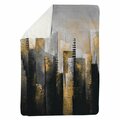Begin Home Decor 60 x 80 in. Abstract Gold Skyscraper-Sherpa Fleece Blanket 5545-6080-CI275-1